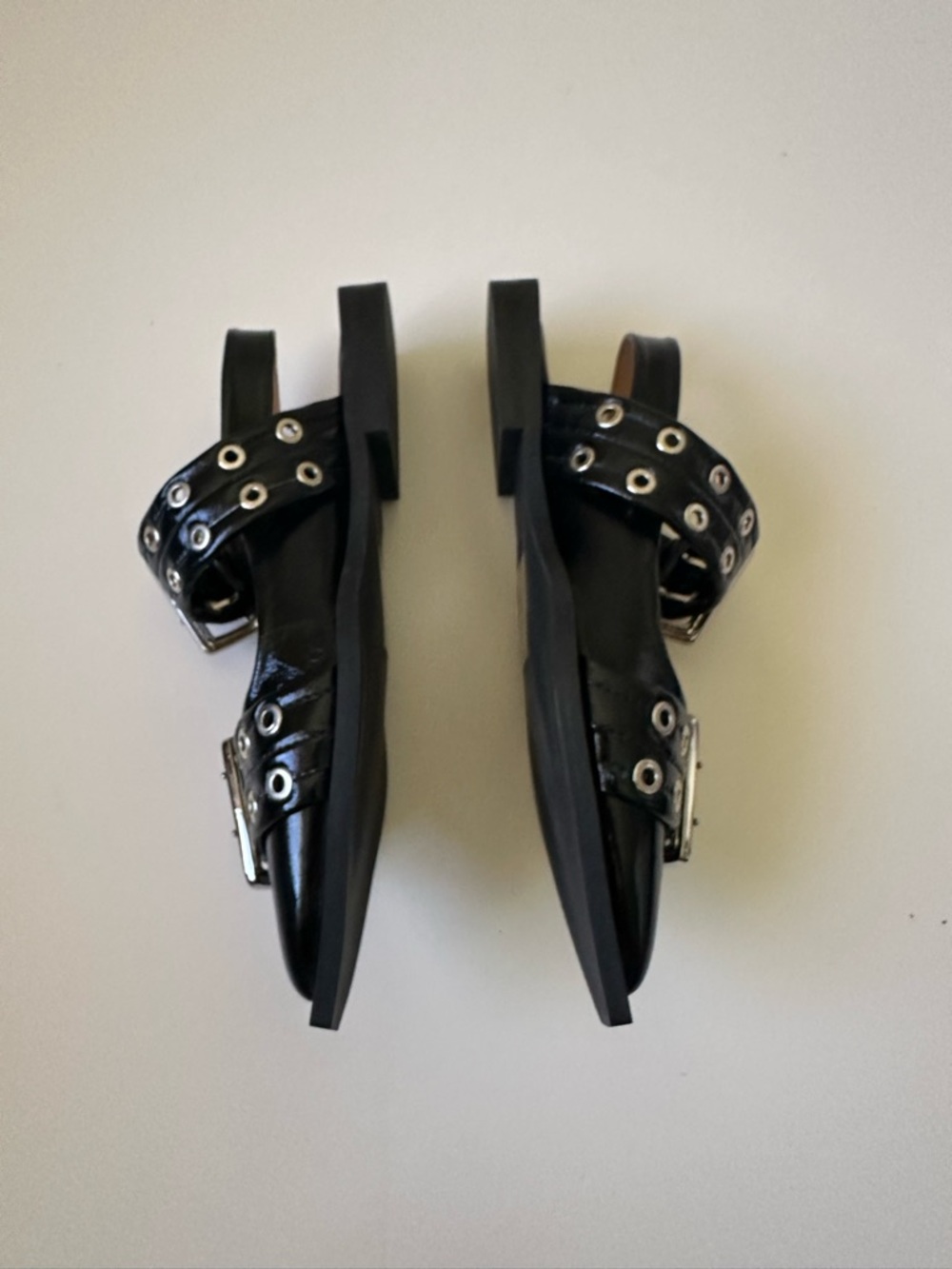 GANNI Feminine Buckle Slingback Pointed toe Ballerinas Shoes Black~37 - Picture 3 of 5